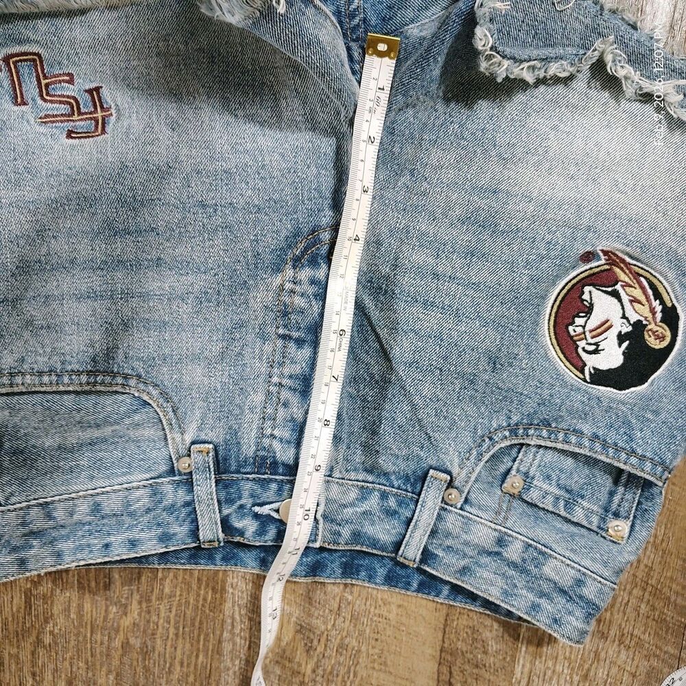 Florida State FSU Seminoles Womens Denim Cut Off Shorts Size S Frayed Game Day - Picture 9 of 12
